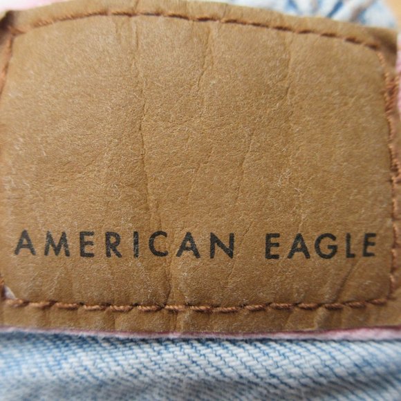 American Eagle Women's High Rise Pink Waistband Destruct Mom Jeans Size 6 B1-01 - Picture 15 of 16